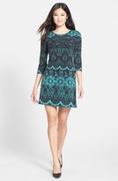 Thumbnail for your product : Donna Morgan Lace Print Jersey Shift Dress (Petite)