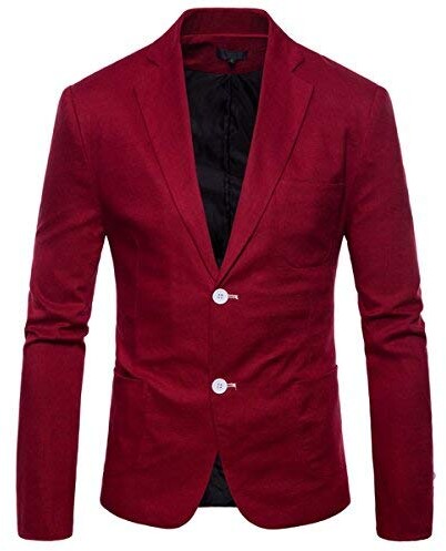 INVACHI Slim Fit Mens Wedding Two Button Blazer Suit Jacket Casual Solid Color woll Mix 