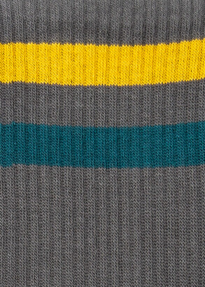 Paul Smith Men's Grey Double Stripe Ribbed Socks