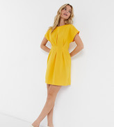 Thumbnail for your product : ASOS Petite DESIGN Petite nipped in waist mini dress in ochre