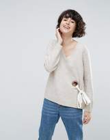 Thumbnail for your product : ASOS Design Jumper With V Neck And Eyelet Detail