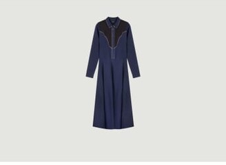 Mes Demoiselles Navy Blue and Black Coral Dress - 34