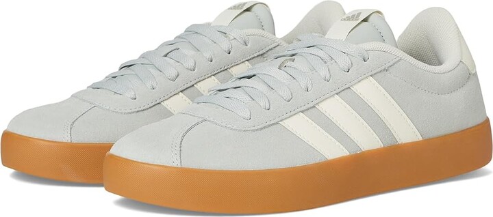 adidas VL Court 3.0 Women's Shoes Wonder Silver/Off-White/Gum : 6 B - Medium, Leather