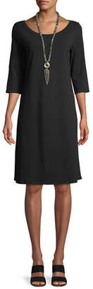 Eileen Fisher 3/4-Sleeve Organic Cotton Stretch A-line Dress