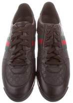 Thumbnail for your product : Gucci Leather Web-Trimmed Sneakers
