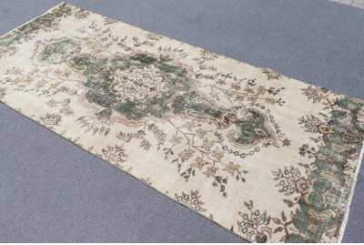 Bungalow Rose Vintage Beige Anatolian Turkish Rug - Antique Bohemian Indoor Accent for Nursery Decor