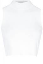Thumbnail for your product : Glamorous Petite White Cropped Polo Neck Top