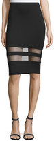 Thumbnail for your product : Alexander Wang T by Mesh-Stripe Lux Ponte Skirt, Black