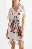 Thumbnail for your product : Matthew Williamson Macramé-trimmed Embroidered Cotton-crepon Kaftan - Off-white