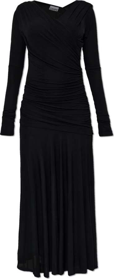 Ganni Draped Dress  - Black