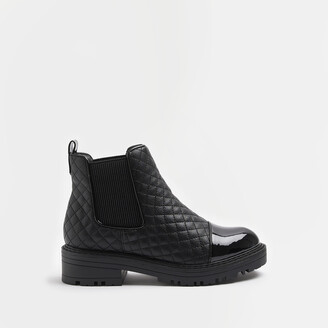 River Island Womens Black Quilted Chelsea Boots