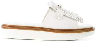 Tod's Double T fringed sliders