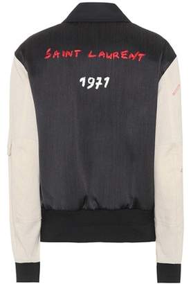 Saint Laurent Embroidered cotton bomber jacket