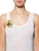 Thumbnail for your product : Chanel Metallic Leather Camellia Brooch