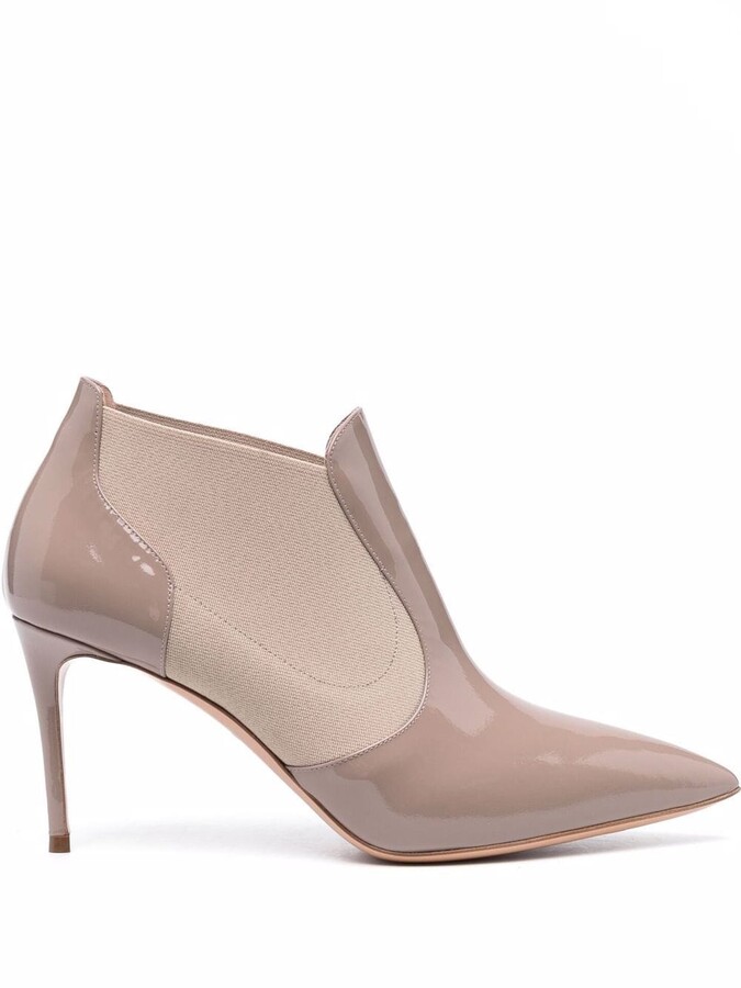 patent leather pointed toe booties