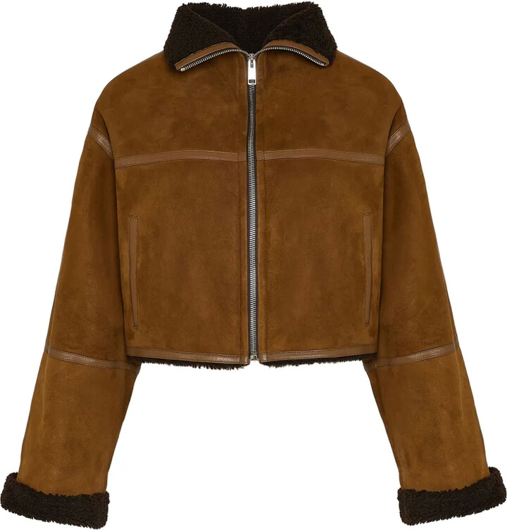 Yves Salomon Shearling-Trimmed Suede Jacket