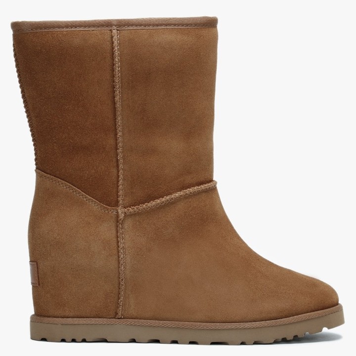 ugg classic lux abree short chestnut suede