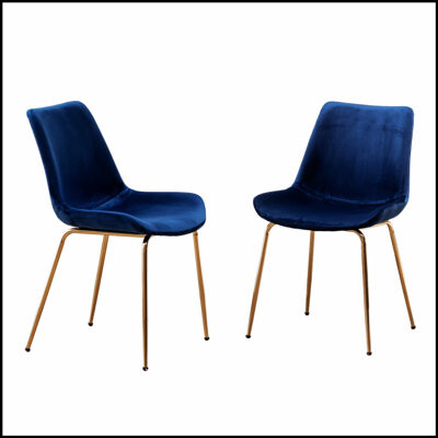 George Oliver Aufurr Modern Velvet Dining Chair Set Comfortable and Stylish Seating for Home and Office Set of 2 Blue