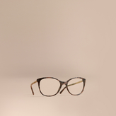 Burberry Monture ronde pour lunettes de vue avec touches check
