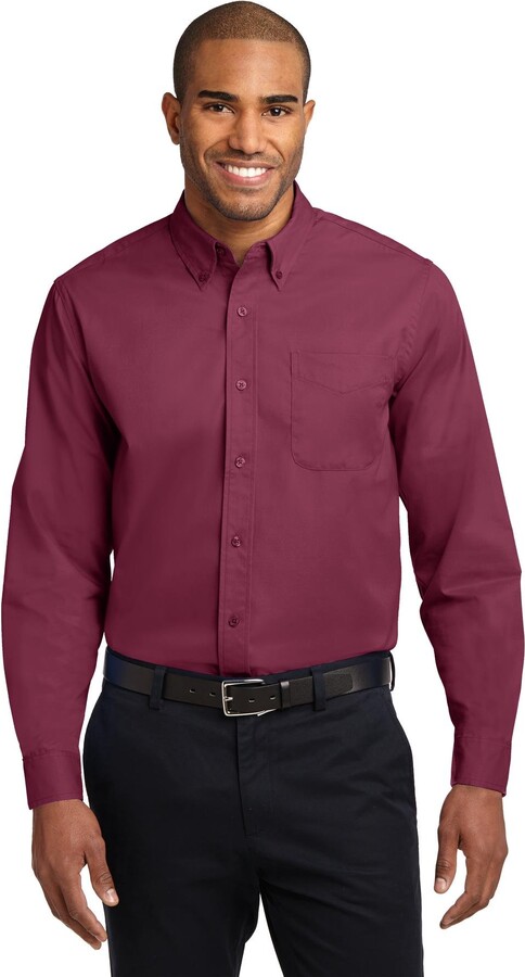 maroon button up shirt mens