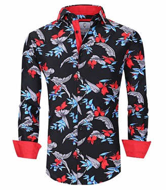 Tops, Tees & Shirts Suslo Couture Mens Men's Slim Fit Floral 