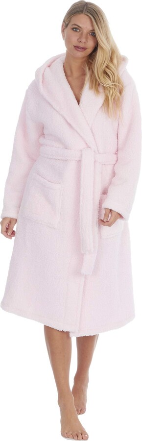 Fluffy dressing gown with hood womens Clearance