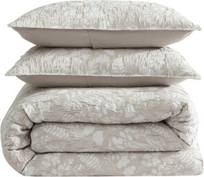 Design Studio Turning Leaf Neutral Woven Matelasse Crinkle Jacquard Comforter Set