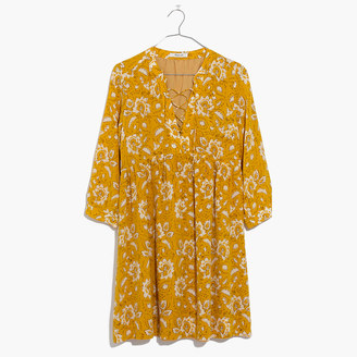 Madewell Silk Lace-Up Dress in Assam Floral