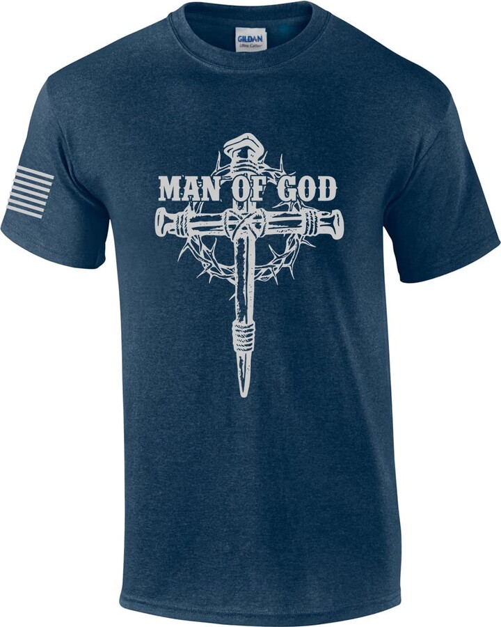 Trenz Shirt Company Man Of God Nail Cross Crown Of Thorns Mens Christian Short Sleeve T Shirt