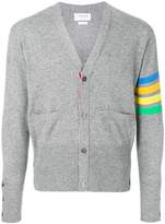 Thumbnail for your product : Thom Browne v-neck striped sleeve cardigan