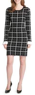 Tommy Hilfiger Peplum-Sleeve Plaid Sweater Dress