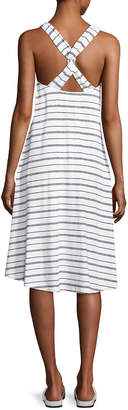 Heidi Klein Nassau Striped Twist-Back Dress, White