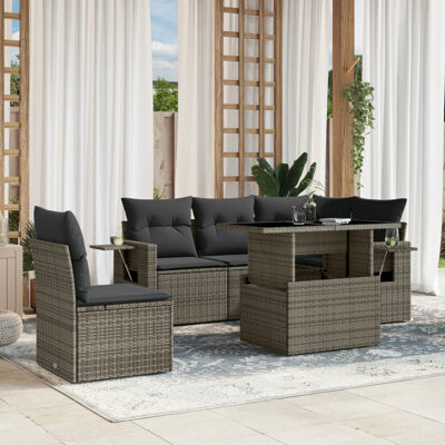 VidaXL Garden Sofa Set Grey PE Rattan Large Modular Garden Sofa Set