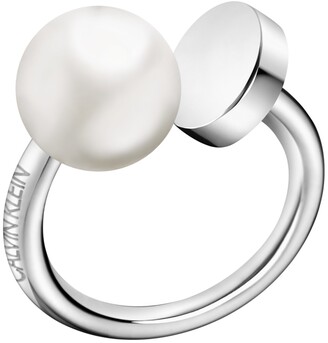 Calvin Klein Bubbly Stainless Steel White Imitation Pearl Ring - ShopStyle