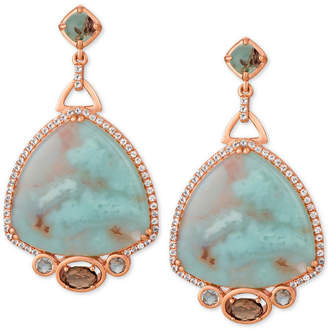 LeVian Sky Aquaprase (24 x 24mm) & Multi-Gemstone (1-3/4 ct. t.w.) Drop Earrings in 14k Rose Gold, Created for Macy's