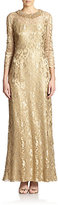 Thumbnail for your product : Teri Jon by Rickie Freeman Bead-Neck Lace Gown