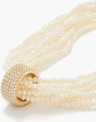 Mizuki Diamond, Pearl & 14kt Gold Necklace