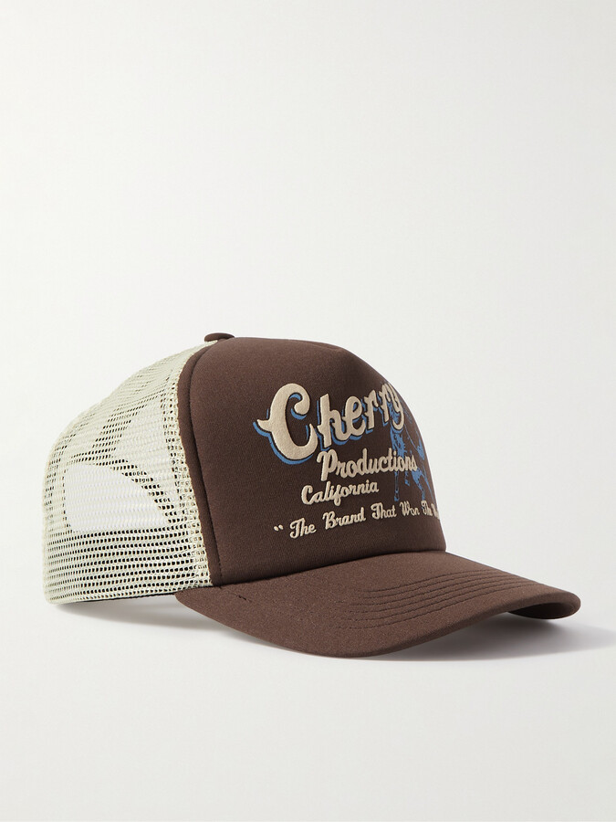 Cherry Los Angeles Logo-Print Twill and Mesh Trucker Cap