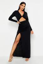 Thumbnail for your product : boohoo Plunge Twist Cut Out Split Maxi Dress
