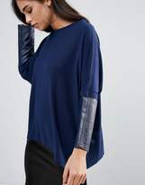 Thumbnail for your product : Traffic People Light Knit Jumper With Contrast Sleeves