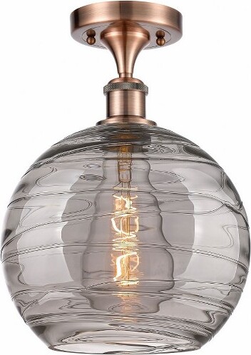 Innovations Lighting InnovationsLightingAthensDecoSwirl1-LightSemi-FlushMountinAntiqueCopper