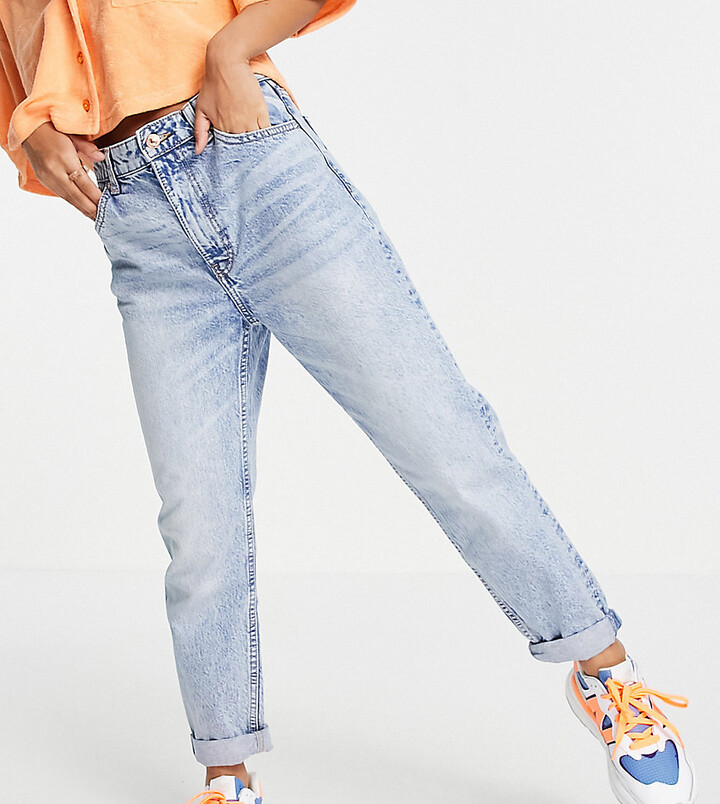 Bershka Snake Print Mom Jeans Bershka Cotton Petite Mom Jean In