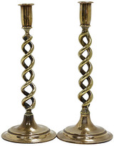 Thumbnail for your product : One Kings Lane Vintage Antique English Brass Twist Candlesticks - Rose Victoria