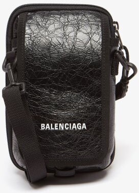 Balenciaga Explorer Logo Crackled-leather Cross-body Bag - Black - ShopStyle