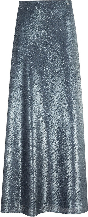 Herno Sequined Long Skirt With Elastic Waistband