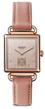 Shinola The Cass PVD Rose Gold & Leather Strap Watch
