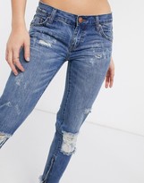 Thumbnail for your product : One Teaspoon Pacifica ripped knee cropped jeans in blue