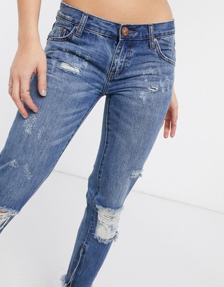One Teaspoon Pacifica ripped knee cropped jeans in blue