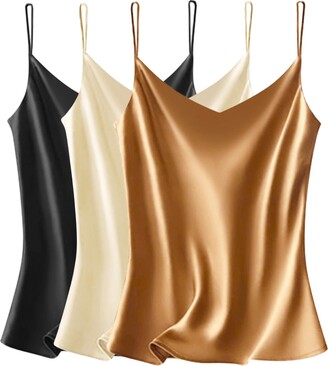 Womens Loose Camisole Top with Built in Padded Bra Flowy Pleated Tank Cami  Top(2pack Black-Blue,Medium) at  Women's Clothing store