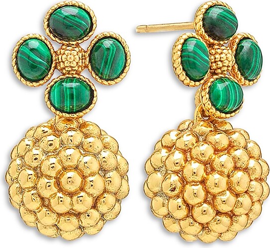 Capucine De Wulf Malachite Berry Clover Drop Earrings